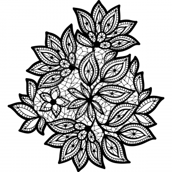 Black and lace floral design isolated on white.