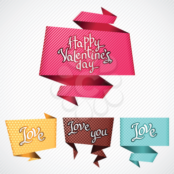 Valentine's Day vector background. Origami speech bubble.