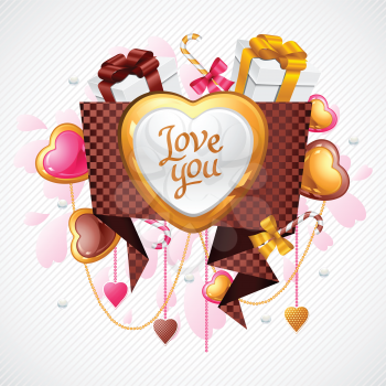 Valentine's Day vector background. Origami speech bubble.