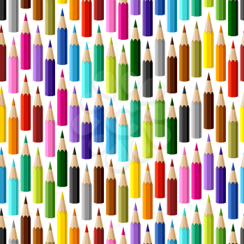 Background with colored pencils. Vector seamless pattern.