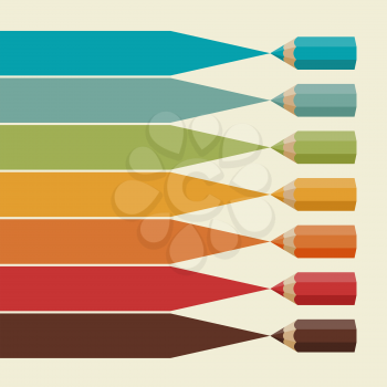 Creative infographics background with colored pencils.