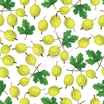 Seamless nature pattern with stylized fresh gooseberries.