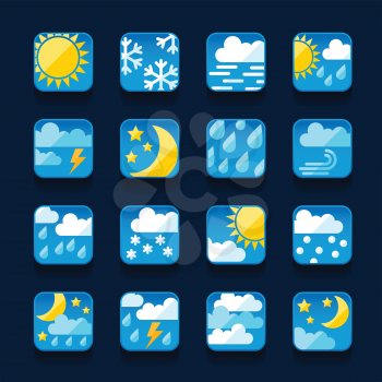 Weather icons set in flat design style.