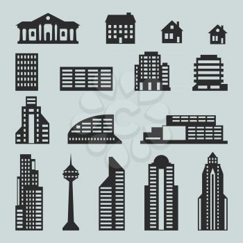 Cityscape icon set of buildings.