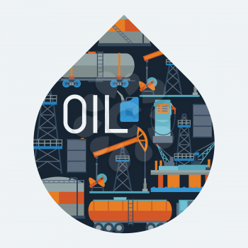 Industrial background design with oil and petrol icons. Extraction and refinery facilities.