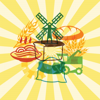 Background with retro agricultural objects.