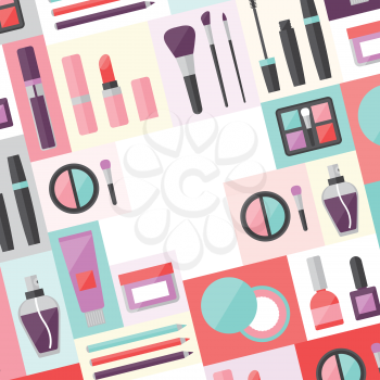 Beauty background with icons cosmetics.