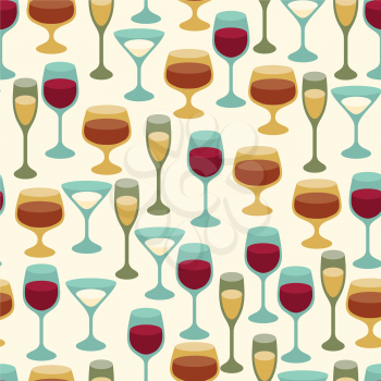 Seamless pattern with wine glasses.