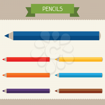 Pencils colored templates for your design in flat style.