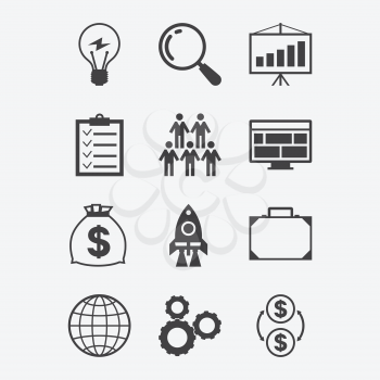 Start-up icon set in flat design style.
