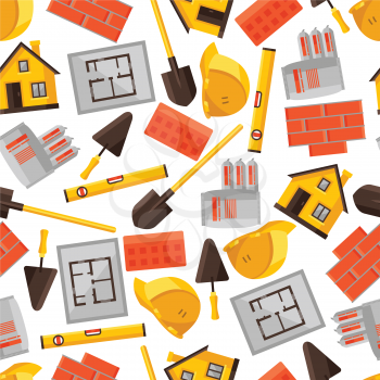 Industrial seamless pattern with housing construction objects.