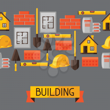 Industrial seamless pattern with housing construction objects.