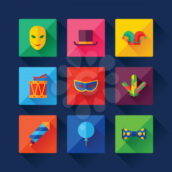 Celebration carnival set of flat icons and objects.