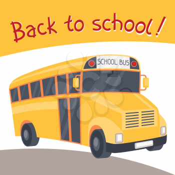 Back to school background with illustration of yellow bus.