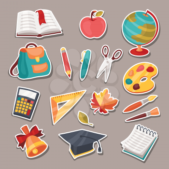 School and education icons symbols objects set.