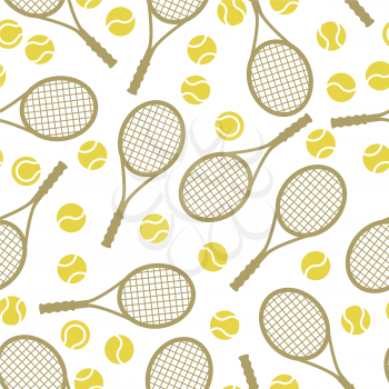 Sports seamless pattern with tennis icons in flat design style.