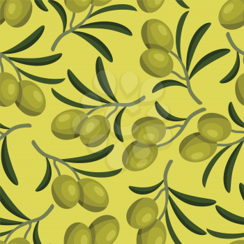 Seamless vector pattern with fresh ripe olive branches.