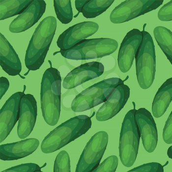 Seamless vector pattern with fresh ripe cucumbers.