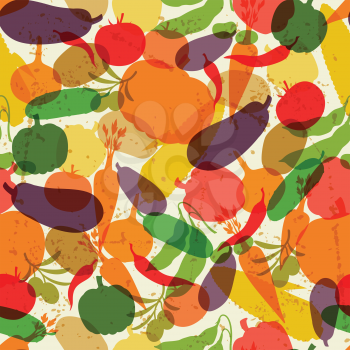 Seamless pattern with fresh ripe stylized vegetables.