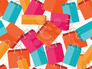 Sale seamless pattern with shopping bags in flat design style.