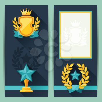 Certificate templates with awards in flat design style.