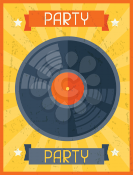 Party retro poster in flat design style.