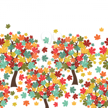 Seamless pattern of stylized autumn trees for design.