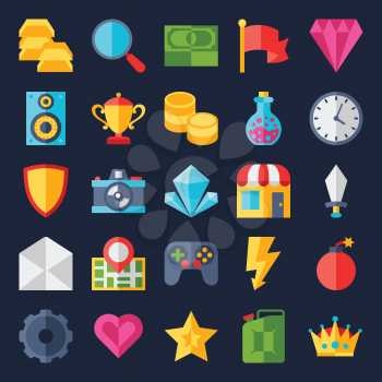 Set of game icons in flat design style.