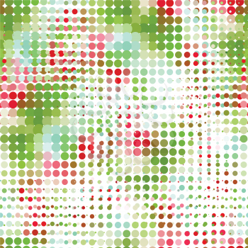 Disco seamless pattern of halftone dots in retro style.