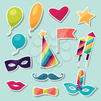 Celebration carnival set of sticker icons and objects.