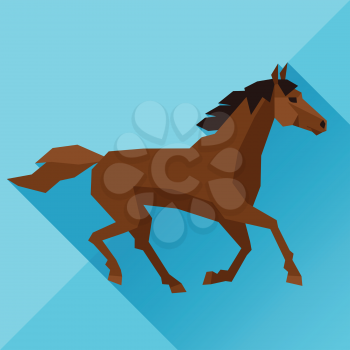 Background with horse running in flat style.