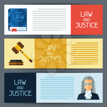 Law and justice vertical banners in flat design style.