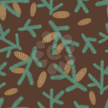 Winter seamless pattern with stylized fir branches.