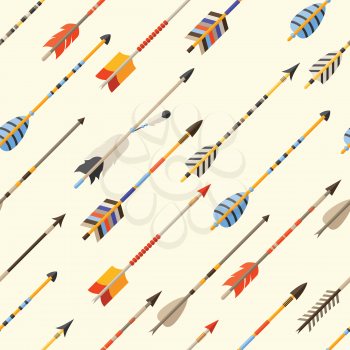 Ethnic seamless pattern with indian arrows in native style.