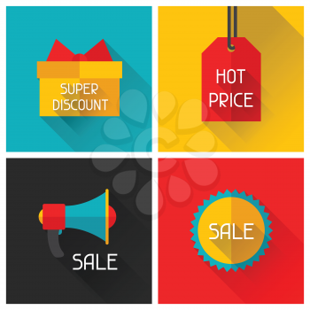 Sale and shopping advertising posters in flat design style.