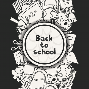 Back to school background with education hand drawn doodles.