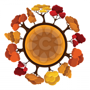 Autumn background design with abstract stylized trees.