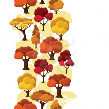 Autumn seamless pattern with abstract stylized trees.