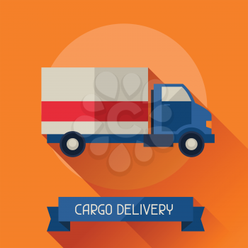Cargo delivery icon on background in flat design style.