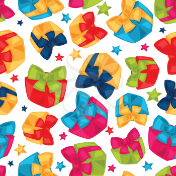 Celebration festive seamless pattern with gift boxes.