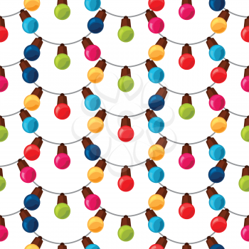 Celebration festive seamless pattern with garland bulbs.