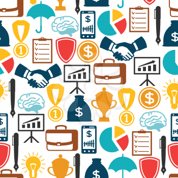 Business and finance seamless pattern from flat icons.