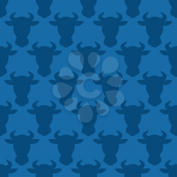 Cow head silhouette seamless pattern for design.