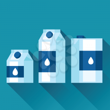 Illustration with packaging of milk in flat design style.