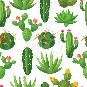 Cactuses and plants abstract natural seamless pattern.