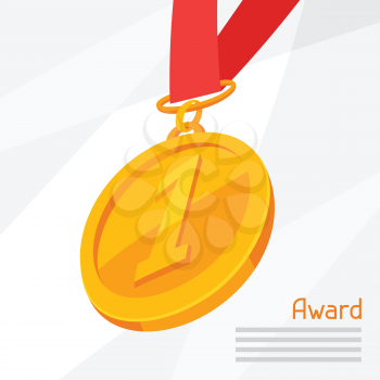 Illustration of gold medal award on abstract background.