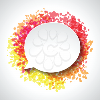 Abstract white paper speech bubble on color grunge background.