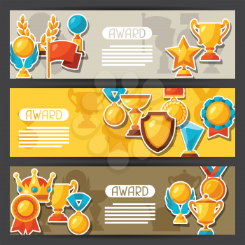 Sport or business award sticker icons banners.