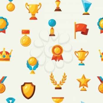 Sport or business seamless pattern with award icons.