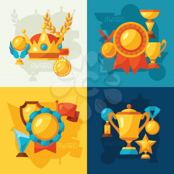 Sport or business backgrounds with award icons.
